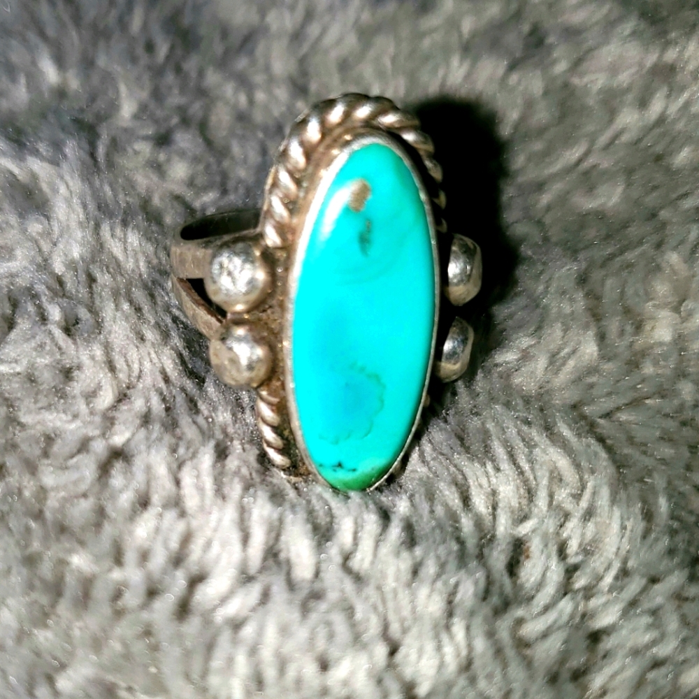 Handmade real turquoise and silver ring